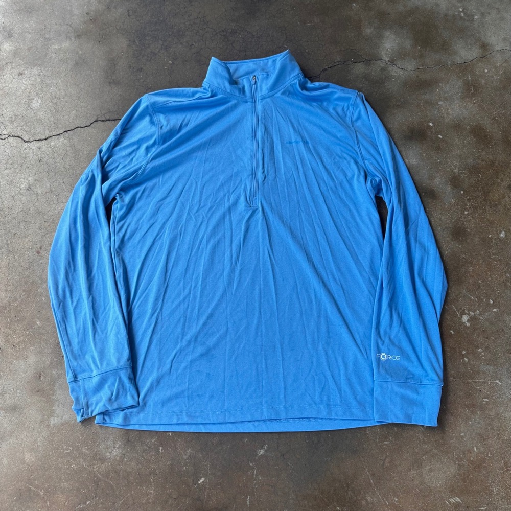 Carhartt Force Sun Defender Pullover Mens Large Blue Good Quarter Zip Thumbhole